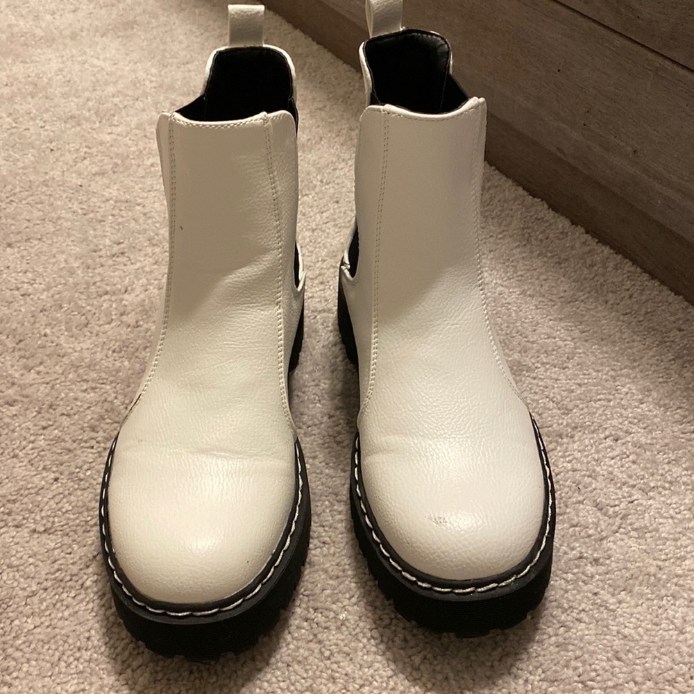 White ankle booties